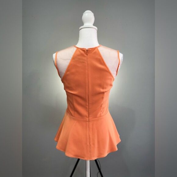 CLEARANCE! Orange Nha Khanh Mesh Shoulder Peplum Blouse Size 2 EUC - Picture 2 of 8